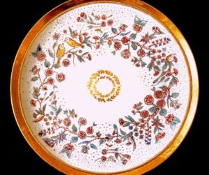 Hand Painted Plate Colour and Gold 14K